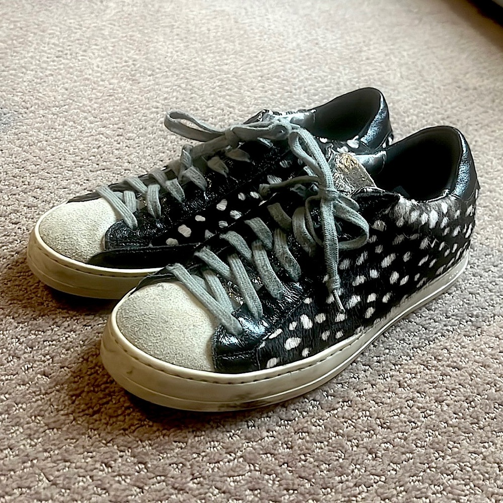 P448 Sneakers Calf Hair Spotted Black White Size 7US/37 EU